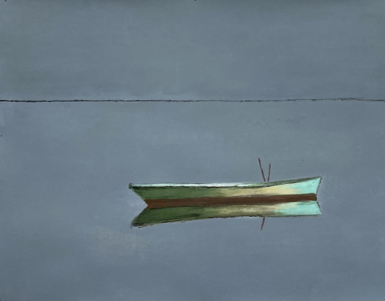 N° B 151 - Barque en Camargue - Acrylique sur papier - 50 x 65 cm - 28 avril 2022